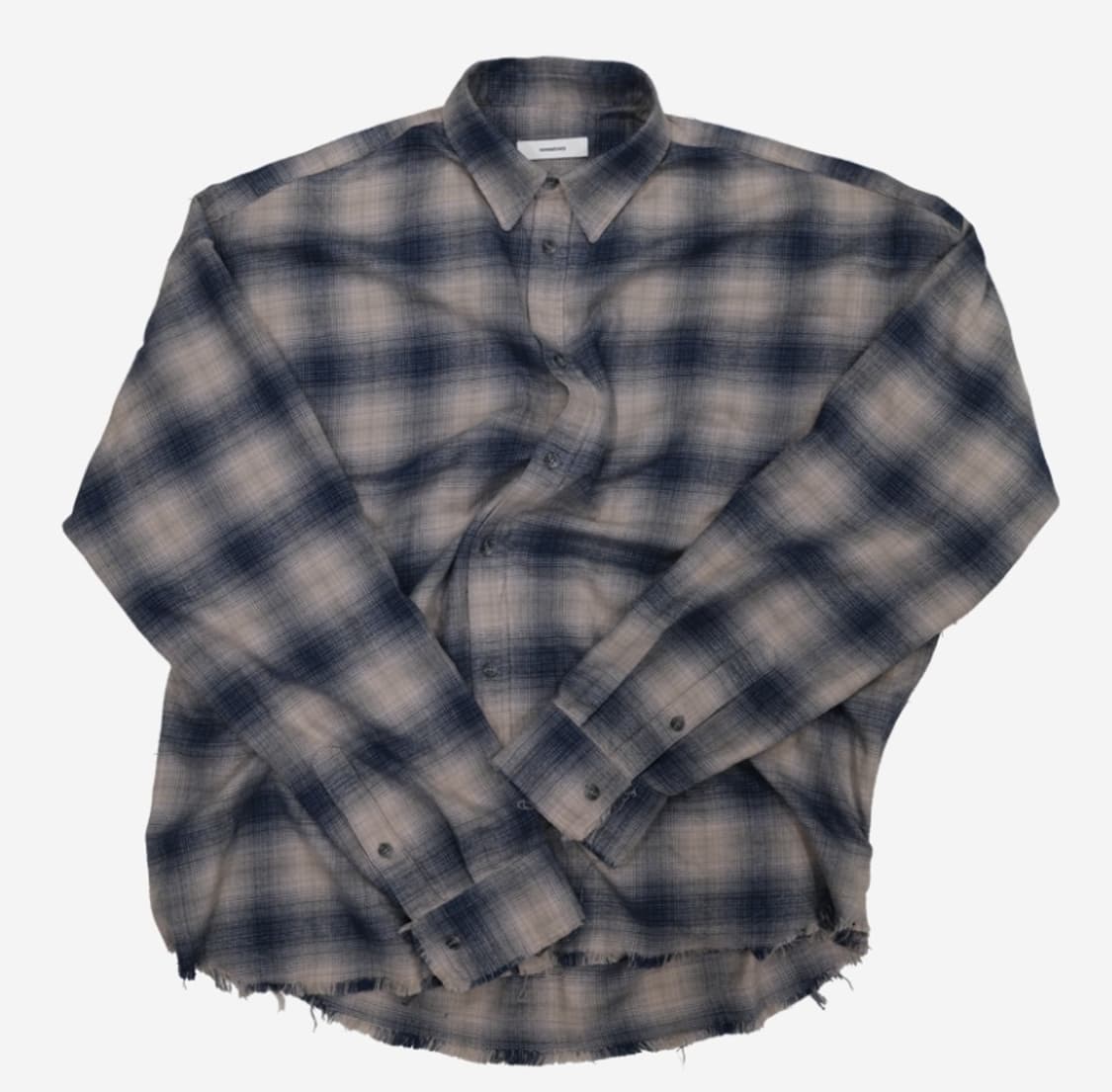 1 논노드 플렉서블 스트링 체크 셔츠 블루 그런지 상품이미지1