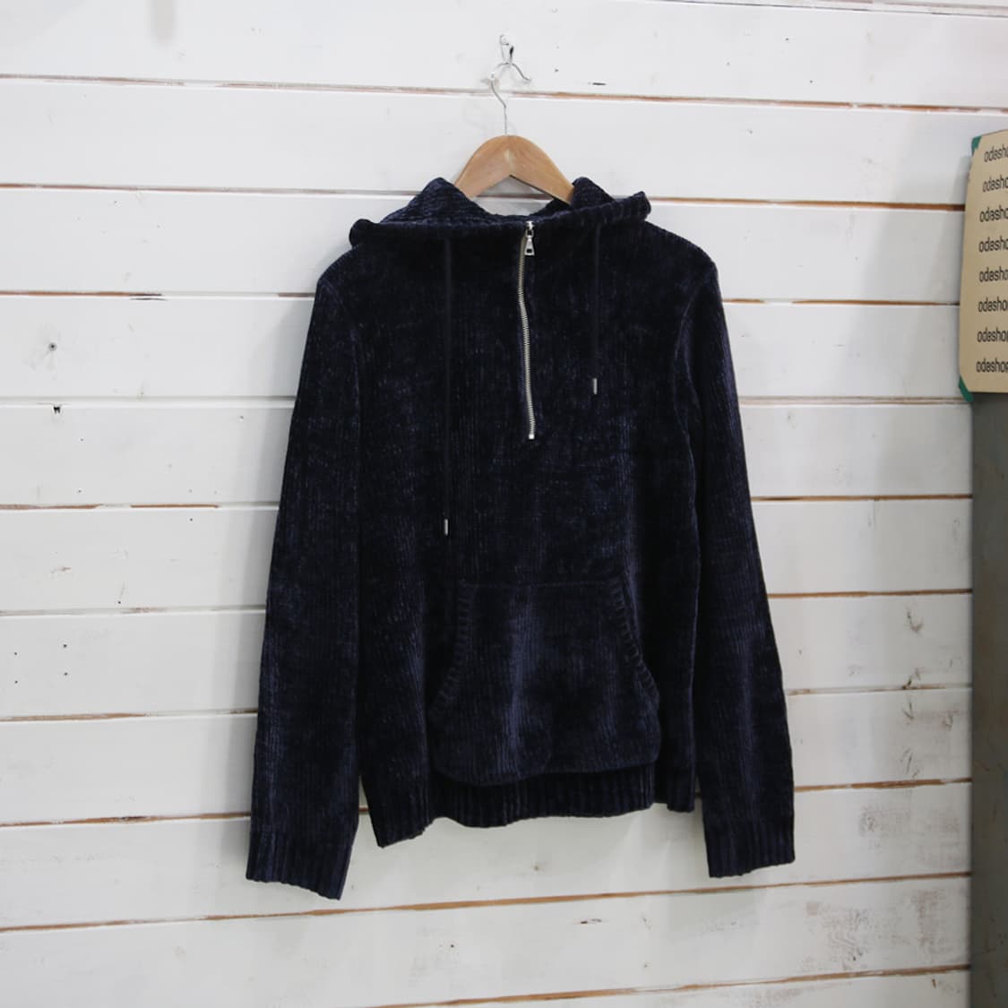 (착용컷) COMME CA COMMUNE 하프 집업 후드 티셔츠 (L) 상품이미지1