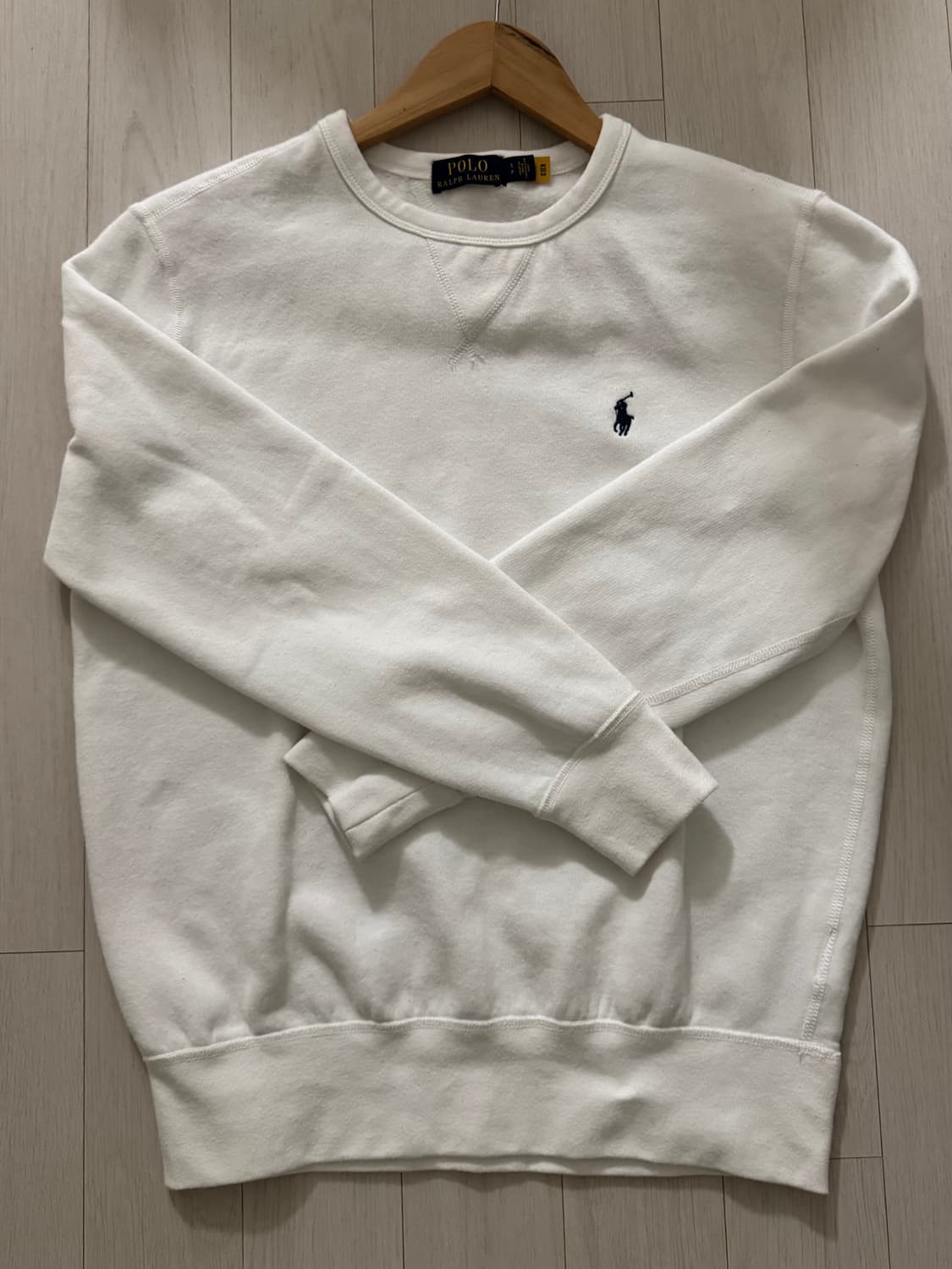 새상품 폴로 기모 맨투맨 화이트 QR정품 상품이미지1