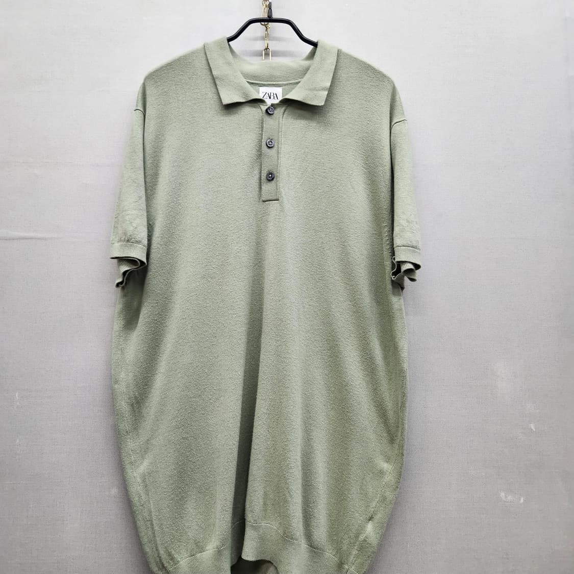 자라 ZARA 올리브 그린 비스코스 니트 반팔XL(L~XL) 상품이미지1
