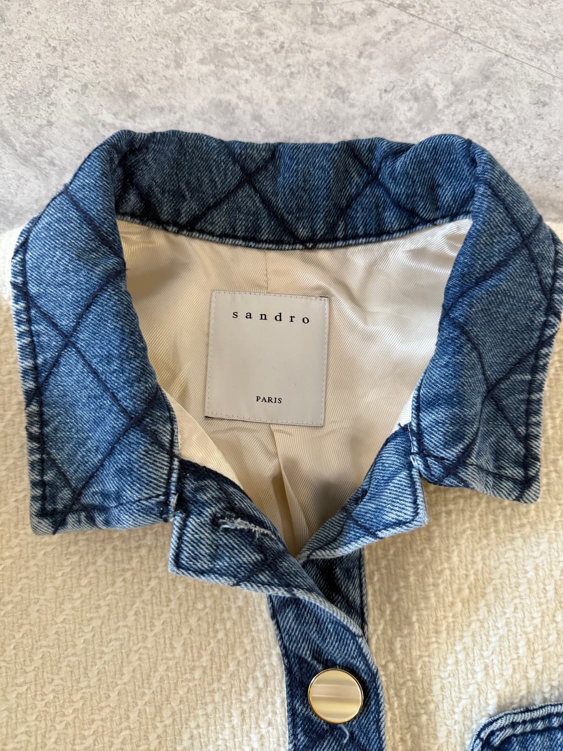 산드로 화이트 데님 트리밍 자켓38 상품이미지9