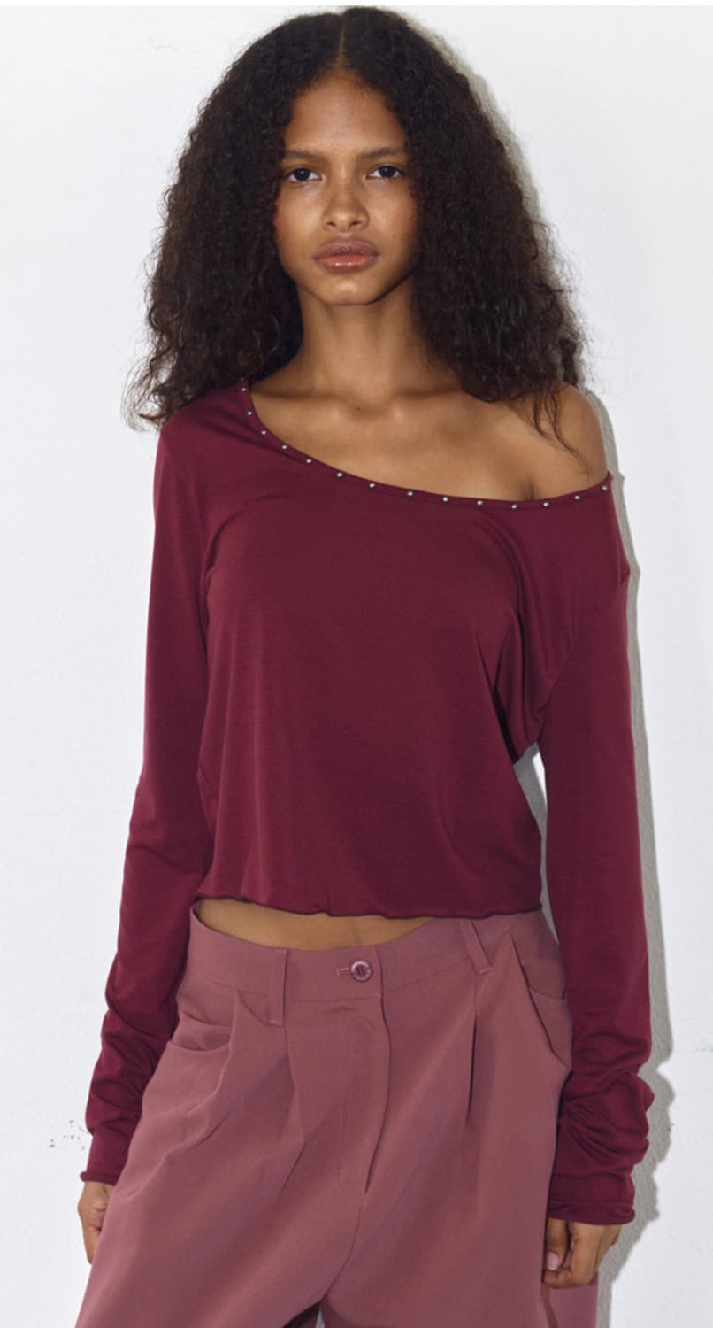 Polysooem -STUDDED TOP (WINE) 상품이미지3