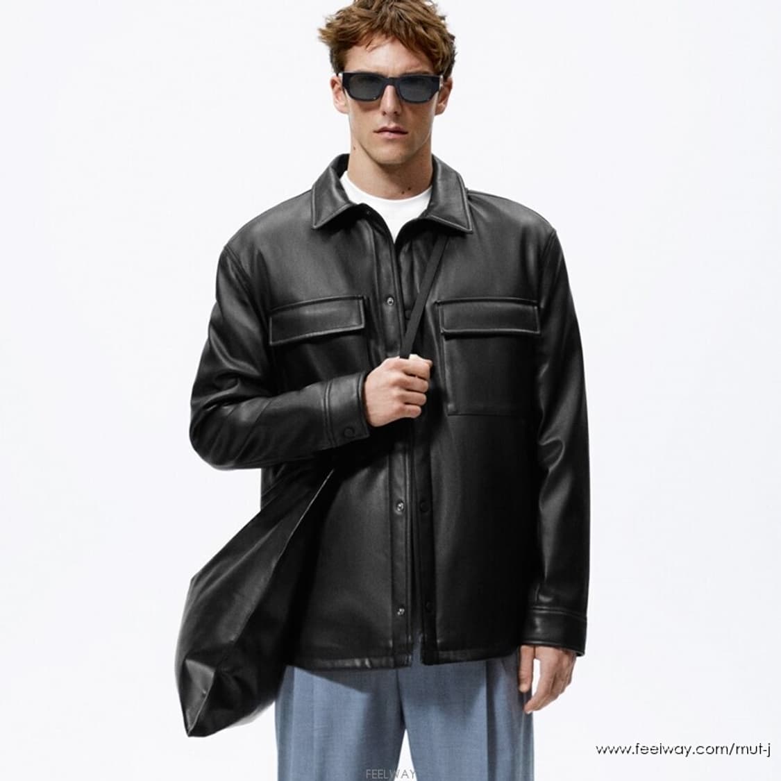 자라맨 페이크 레더 가죽 패딩 오버핏 셔츠형 자켓 S사이즈 상품이미지1