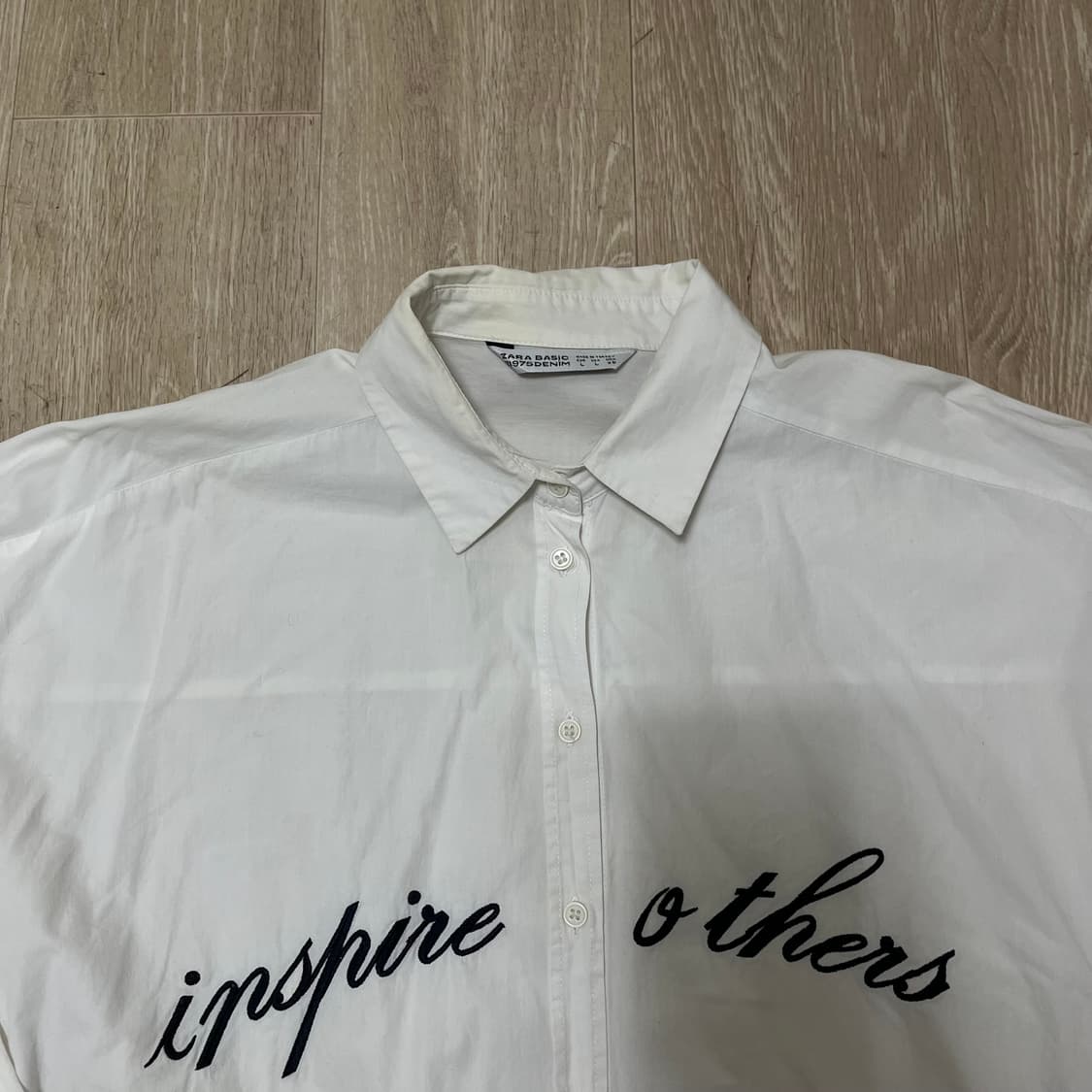 자라 레터링 자수 오버사이즈 옥스퍼드 셔츠 L/100 상품이미지2