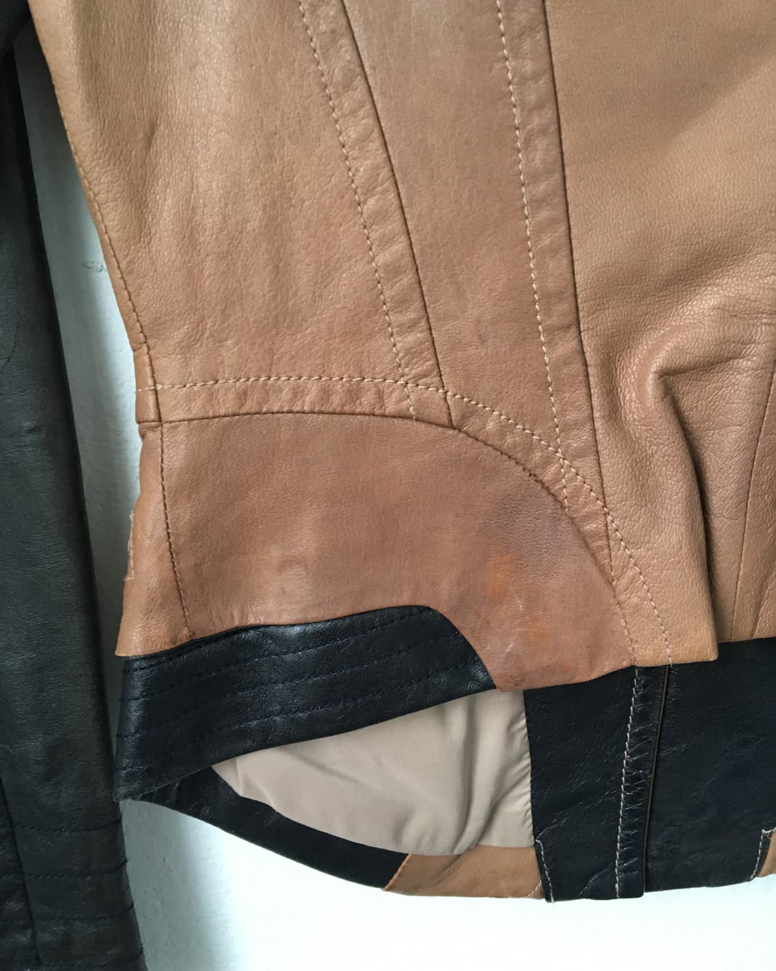 Color mixed leather rider jacket 상품이미지4