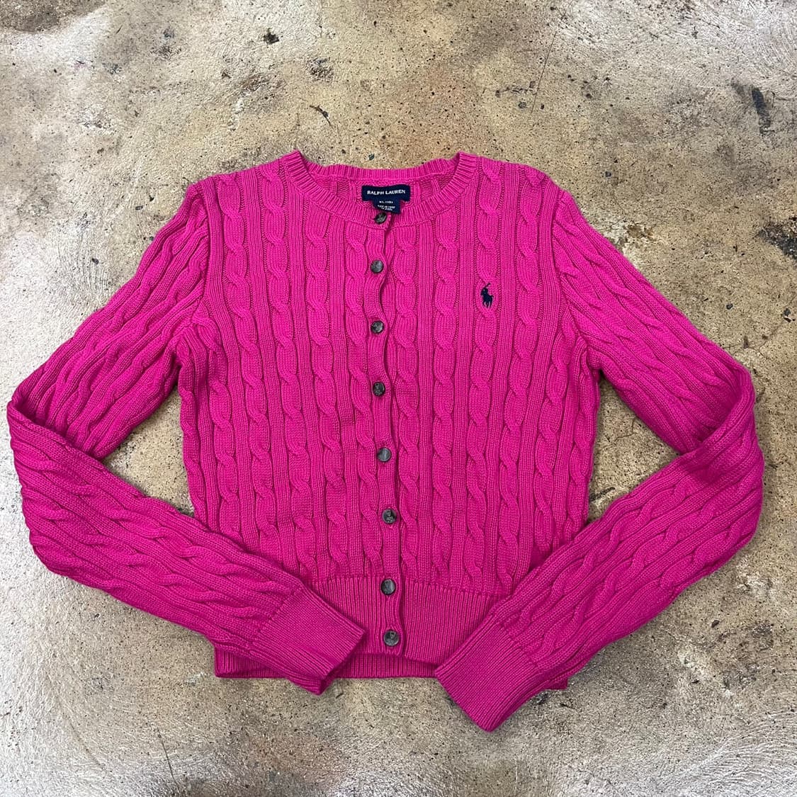 폴로 랄프로렌 핫 핑크 꽈배기 니트 가디건  상품이미지2