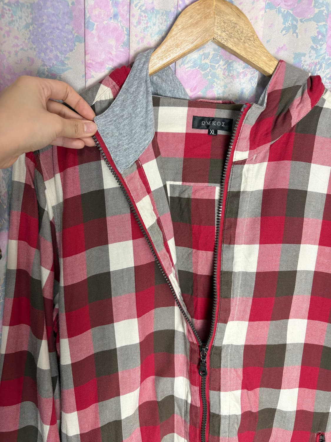 레드 체크 후드 집업 상품이미지7