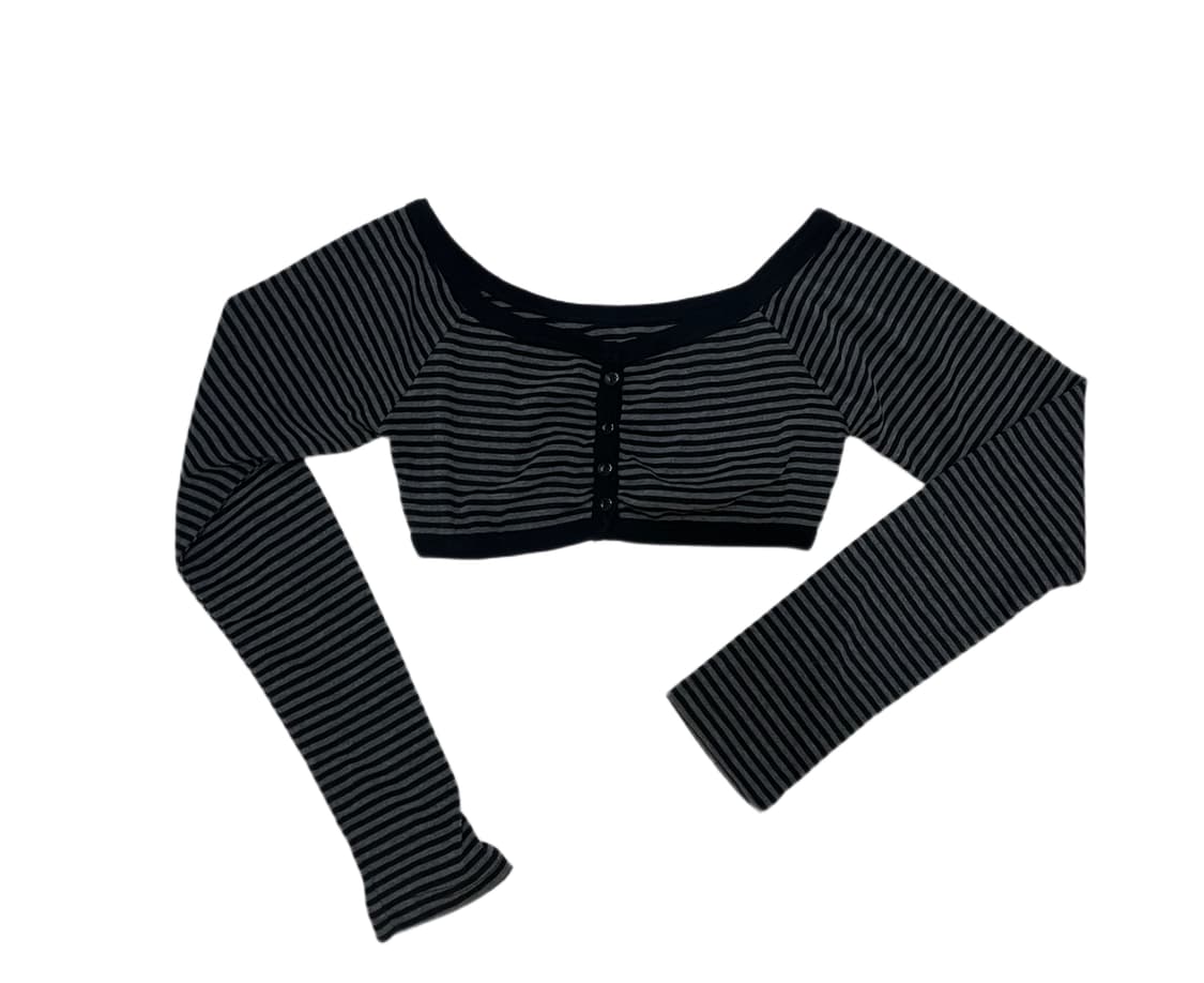 차콜 버튼 크롭 가디건 탑 상품이미지1