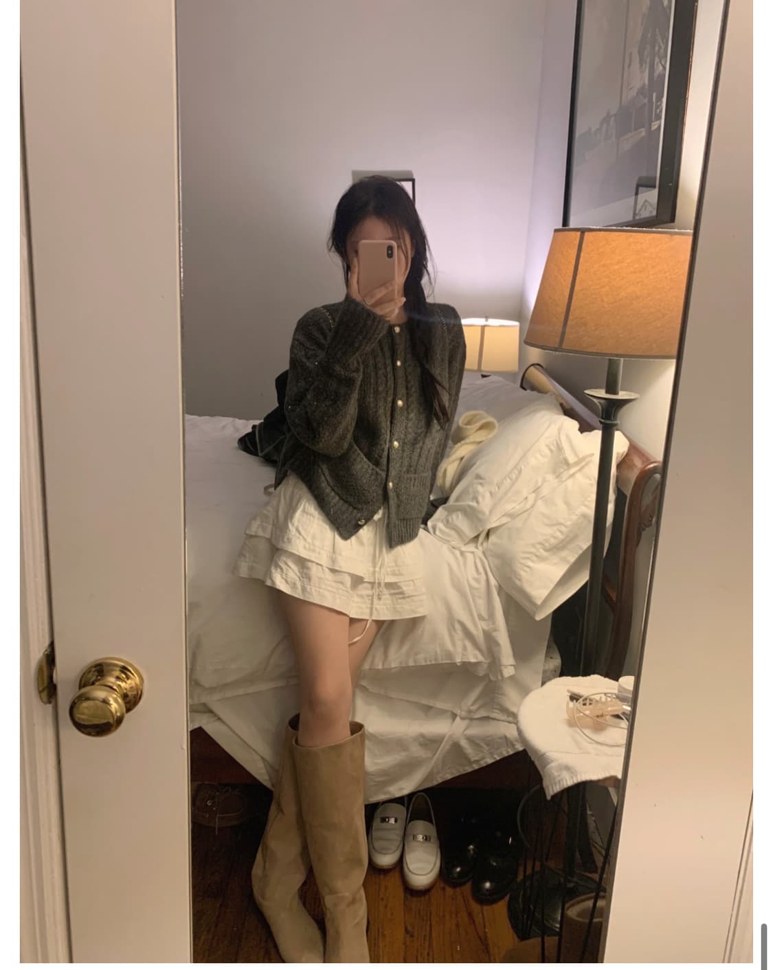 Leeds 리즈 에이미 울 케이블 가디건(차콜) 상품이미지3