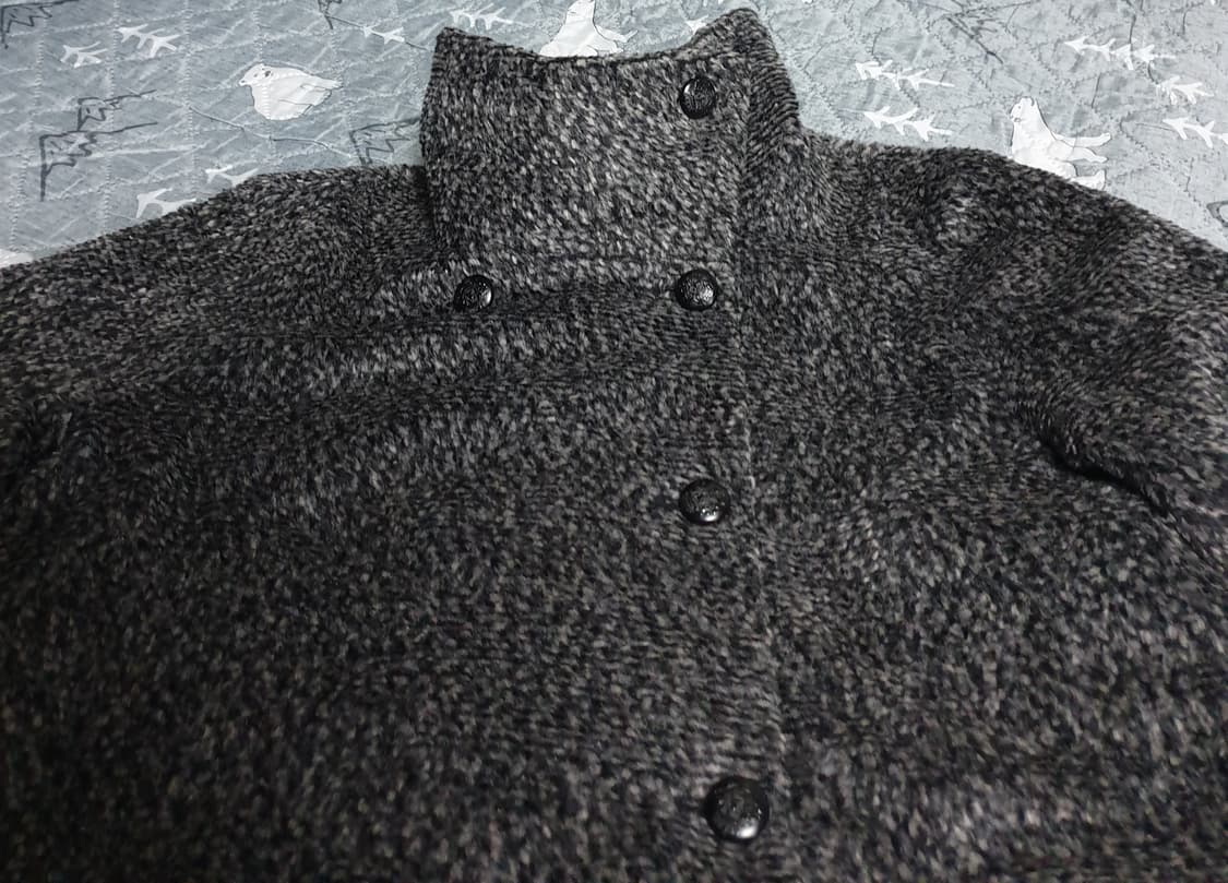 시슬리 트위드 모직 하이넥 미디코트 그레이 (S) 상품이미지3