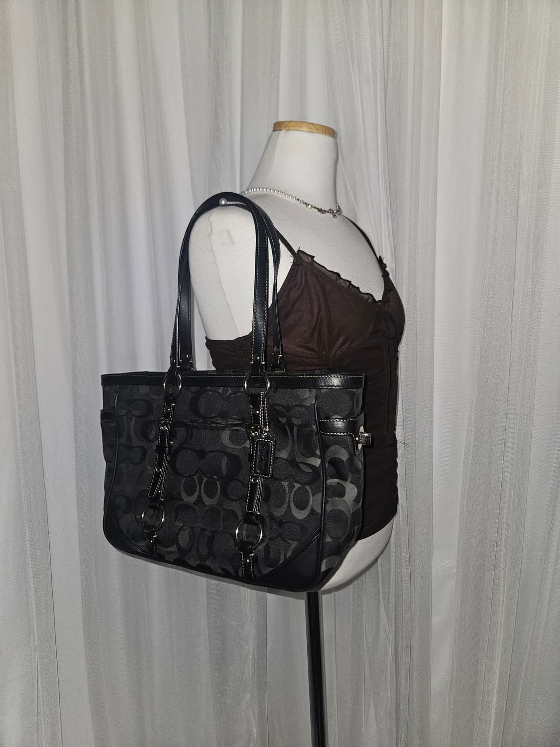 빈티지 코치🖤 블랙 오네갸루 백 상품이미지1