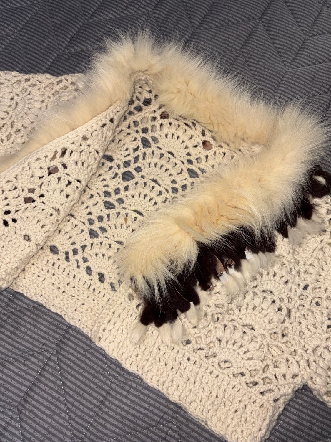 White fur knite cardigan 상품이미지6