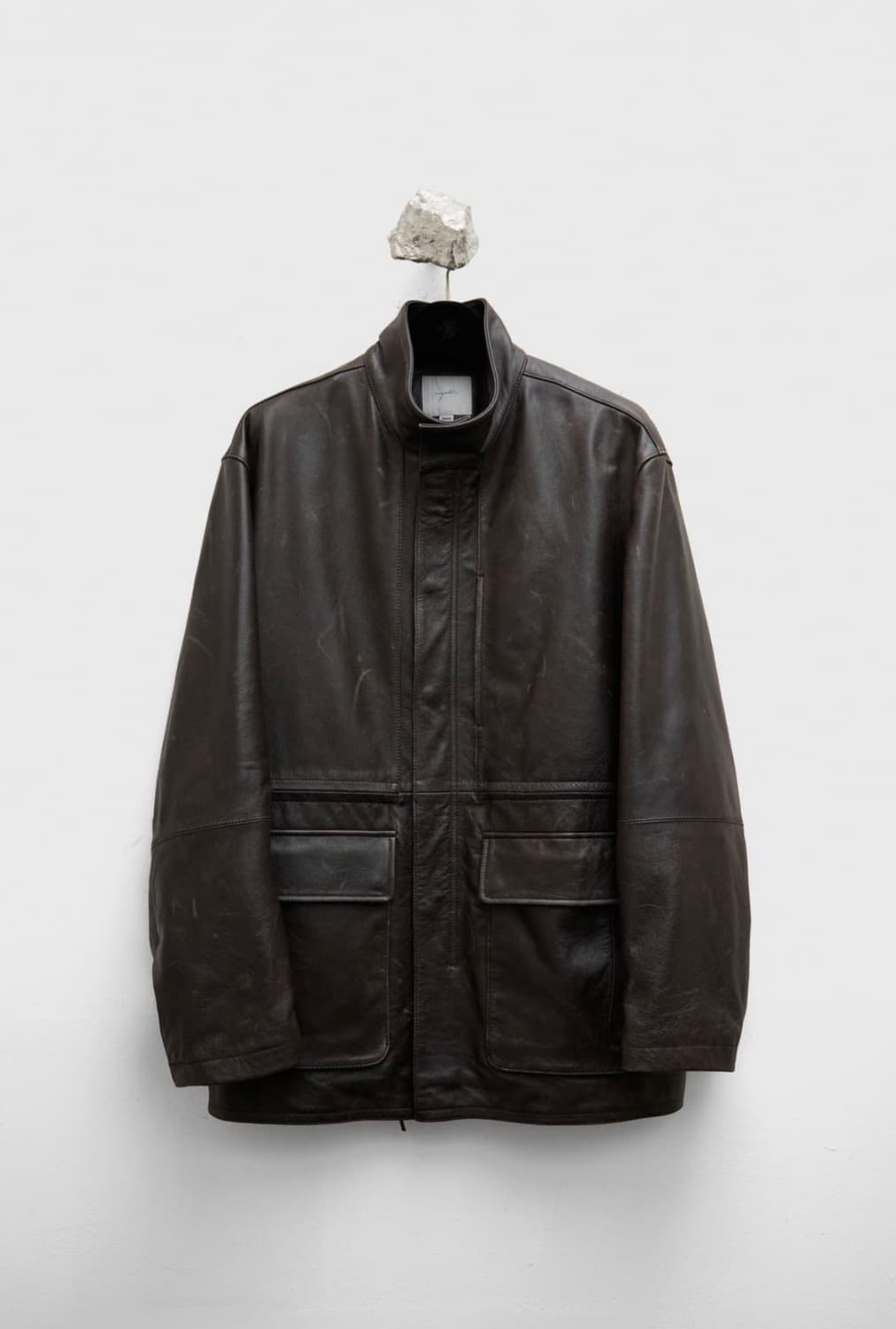 High neck leather half coat 상품이미지1