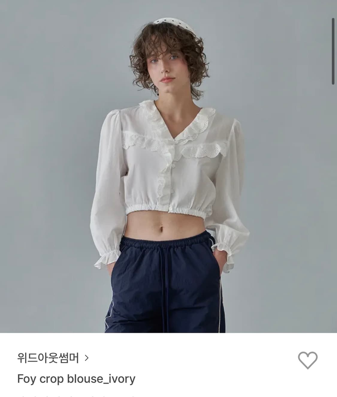 위드아웃썸머 포이 크롭 블라우스 상품이미지1