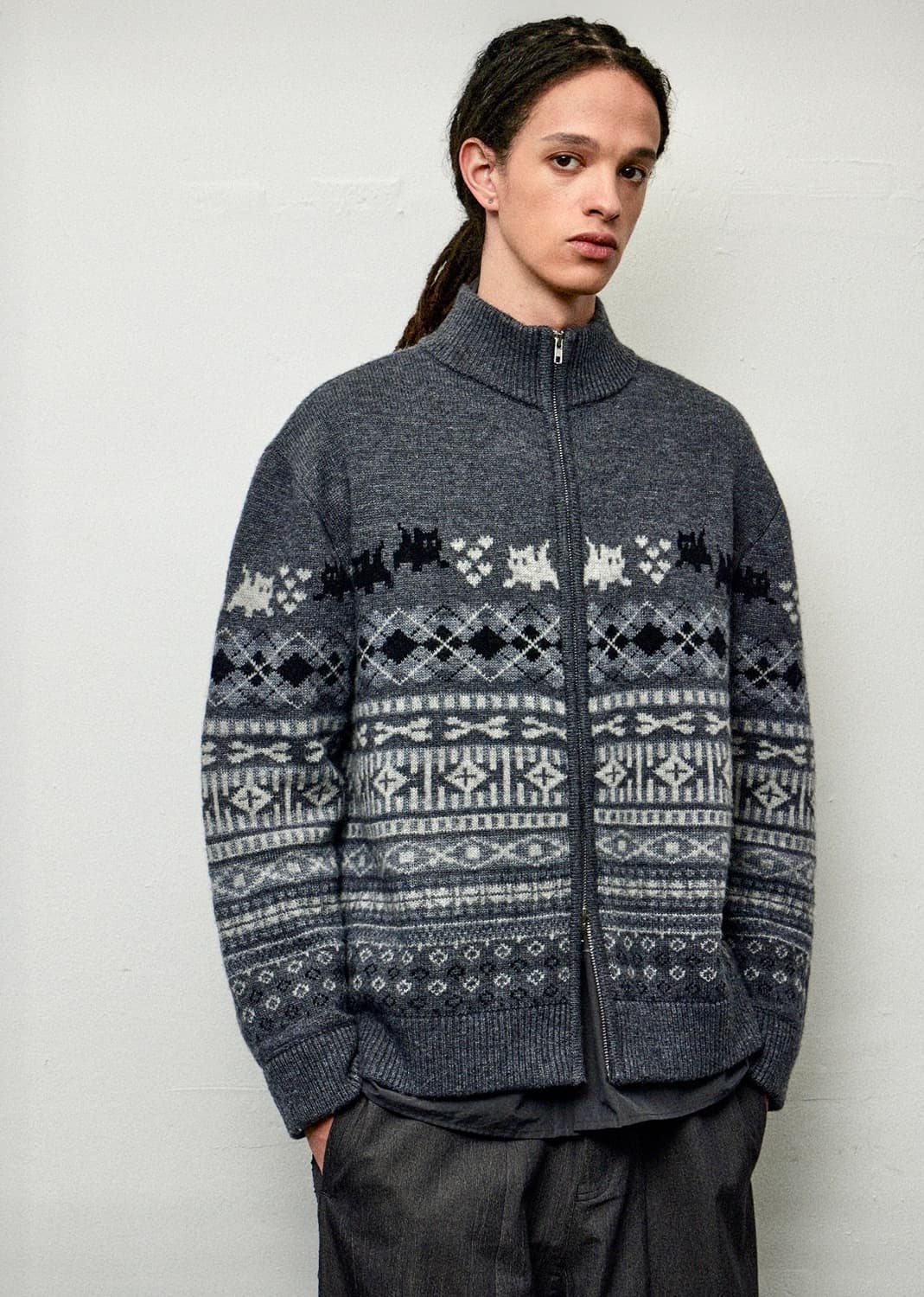 LEARVE 르아브 집업 가디건 차콜 상품이미지1