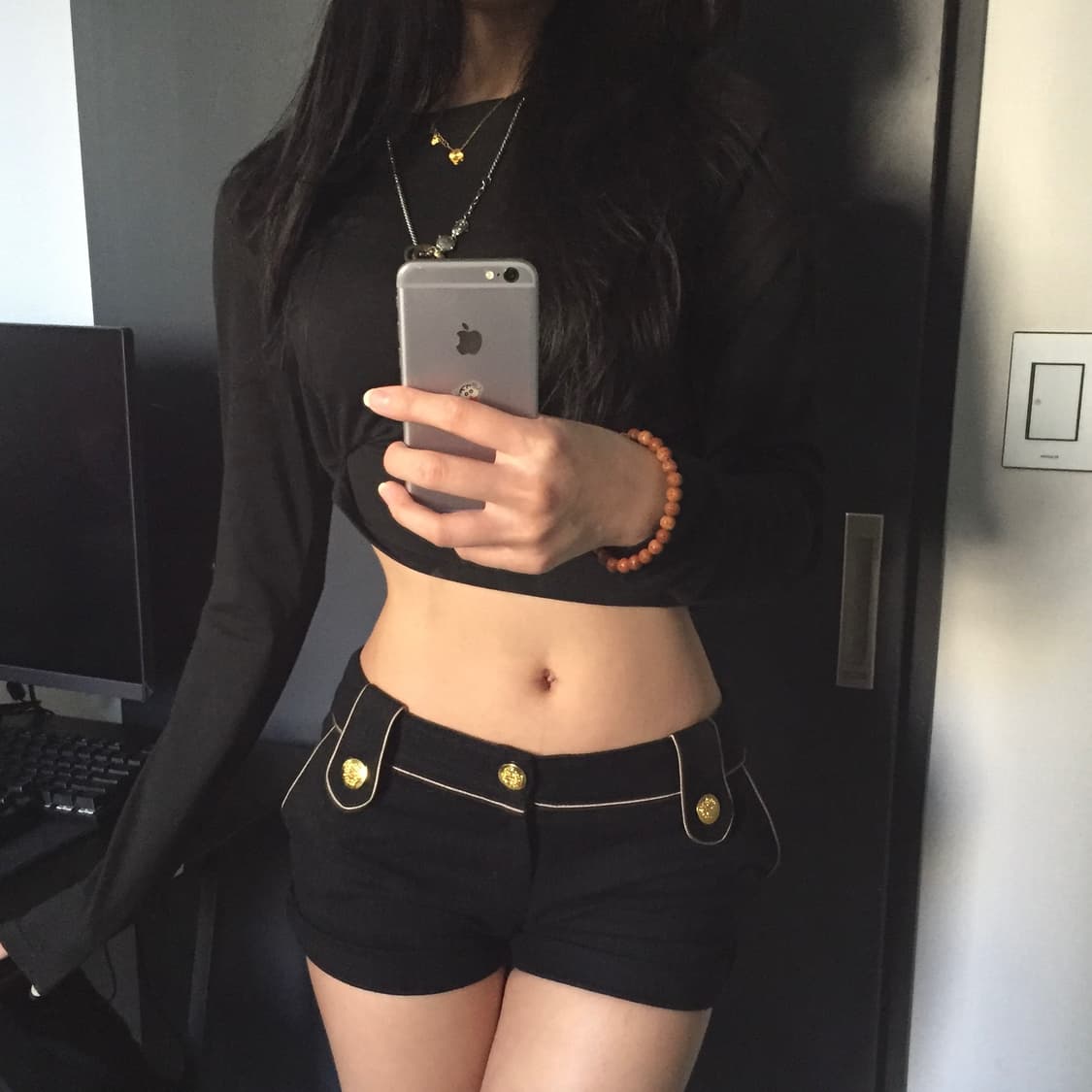 로걀 갸루 금장 스프라이트 로우라이즈 숏팬츠 상품이미지2