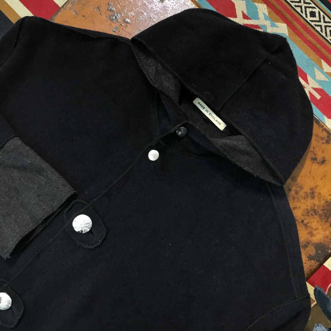 UK VTG 영국 빈티지 네이비 컬러링 후드 싱글 코트 여성 오버핏 상품이미지2