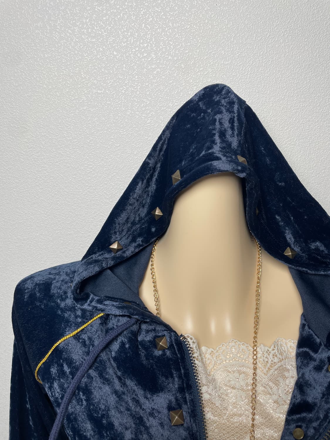 빈티지 PONY 스터드 네이비 벨벳 후드집업 상품이미지4