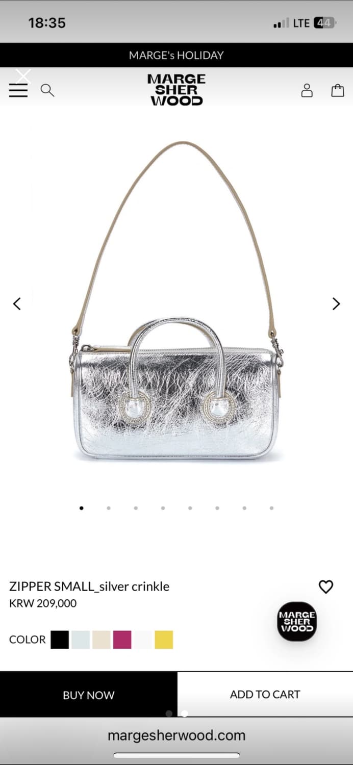 마지셔우드 지퍼 스몰 ZIPPER SMALL silver crinkle 상품이미지2