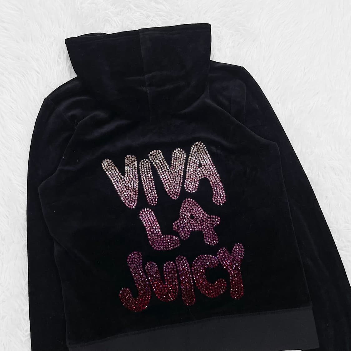 쥬시꾸띄르 글리터 벨벳 후드 집업 블랙 상품이미지4