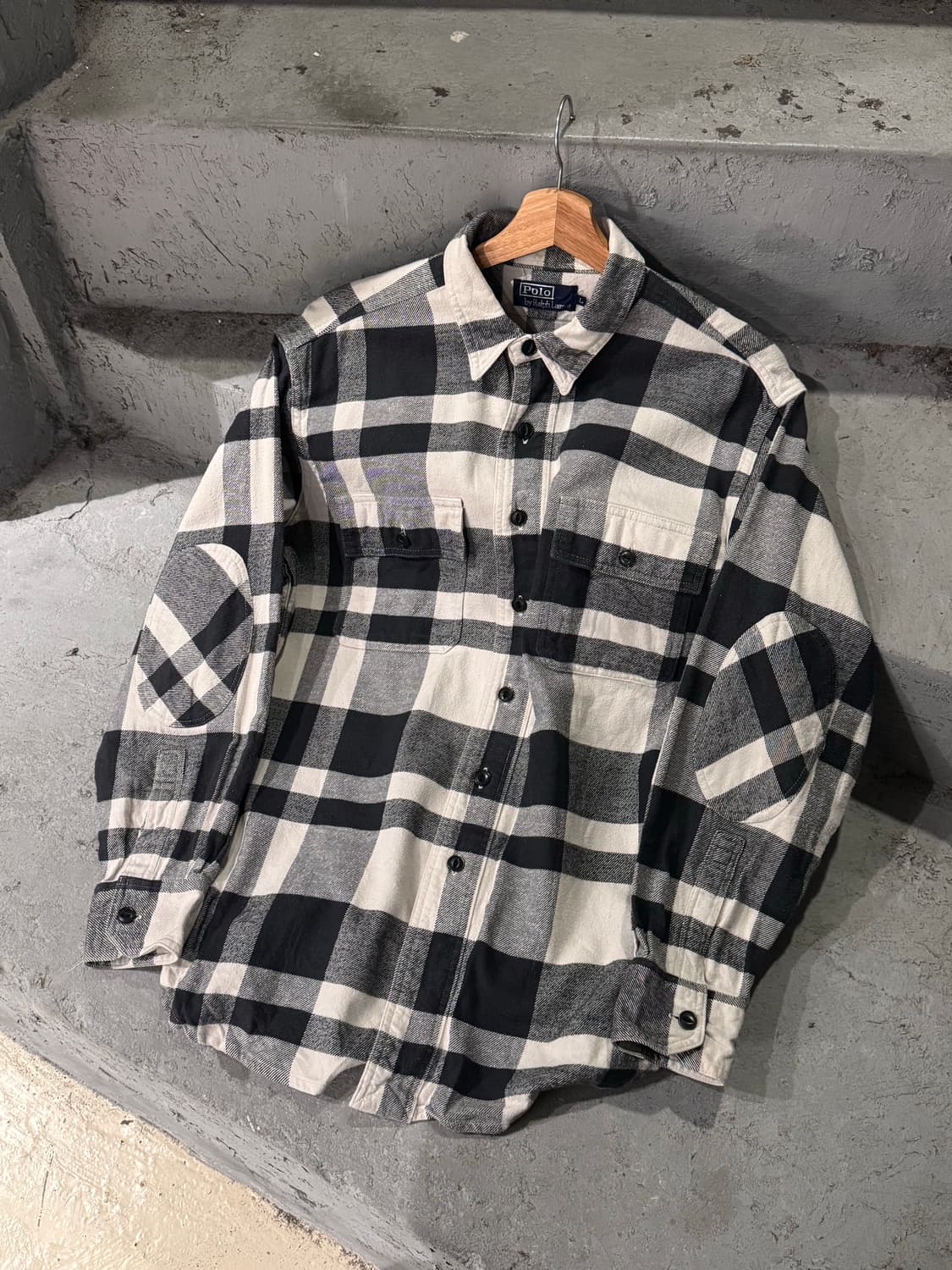 폴로랄프로렌 블랙 화이트 플란넬 체크셔츠 상품이미지1