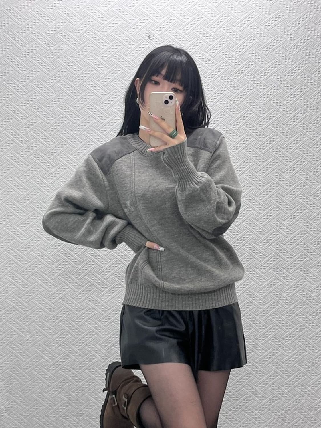 버버리 올드머니 캐주얼 빈티지 패치워크 울 니트 L C11468 상품이미지2