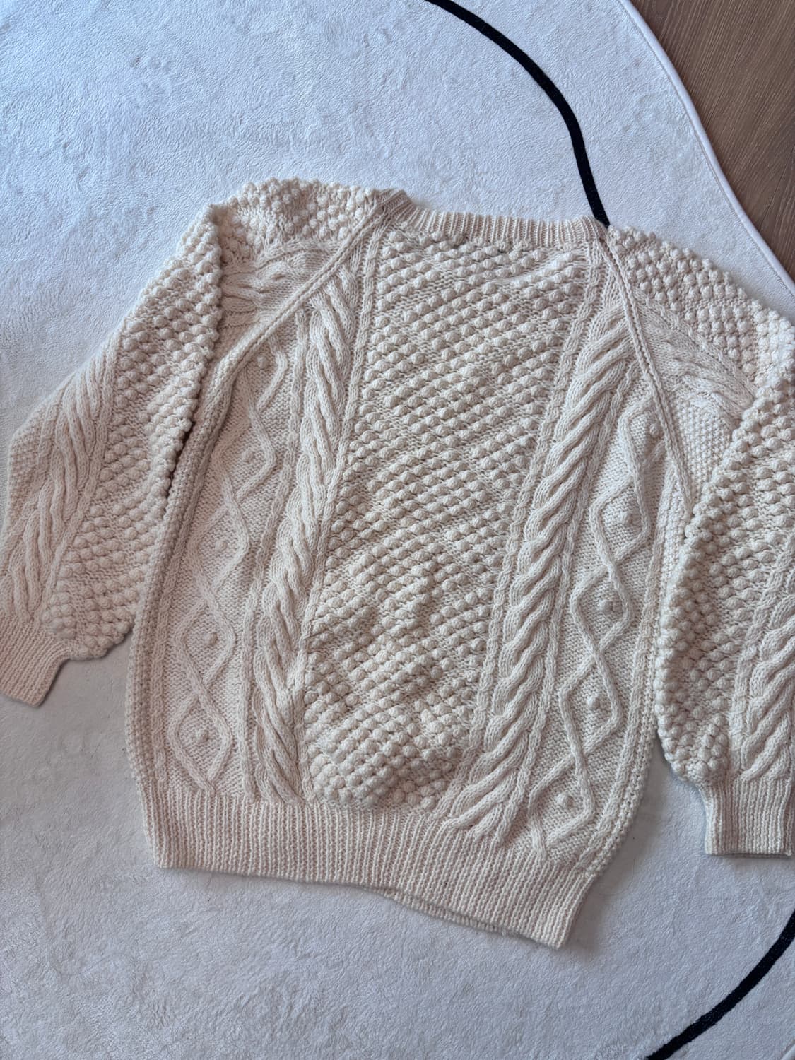 빈티지 니트 아란니트 피셔맨니트 흰순이 상품이미지3