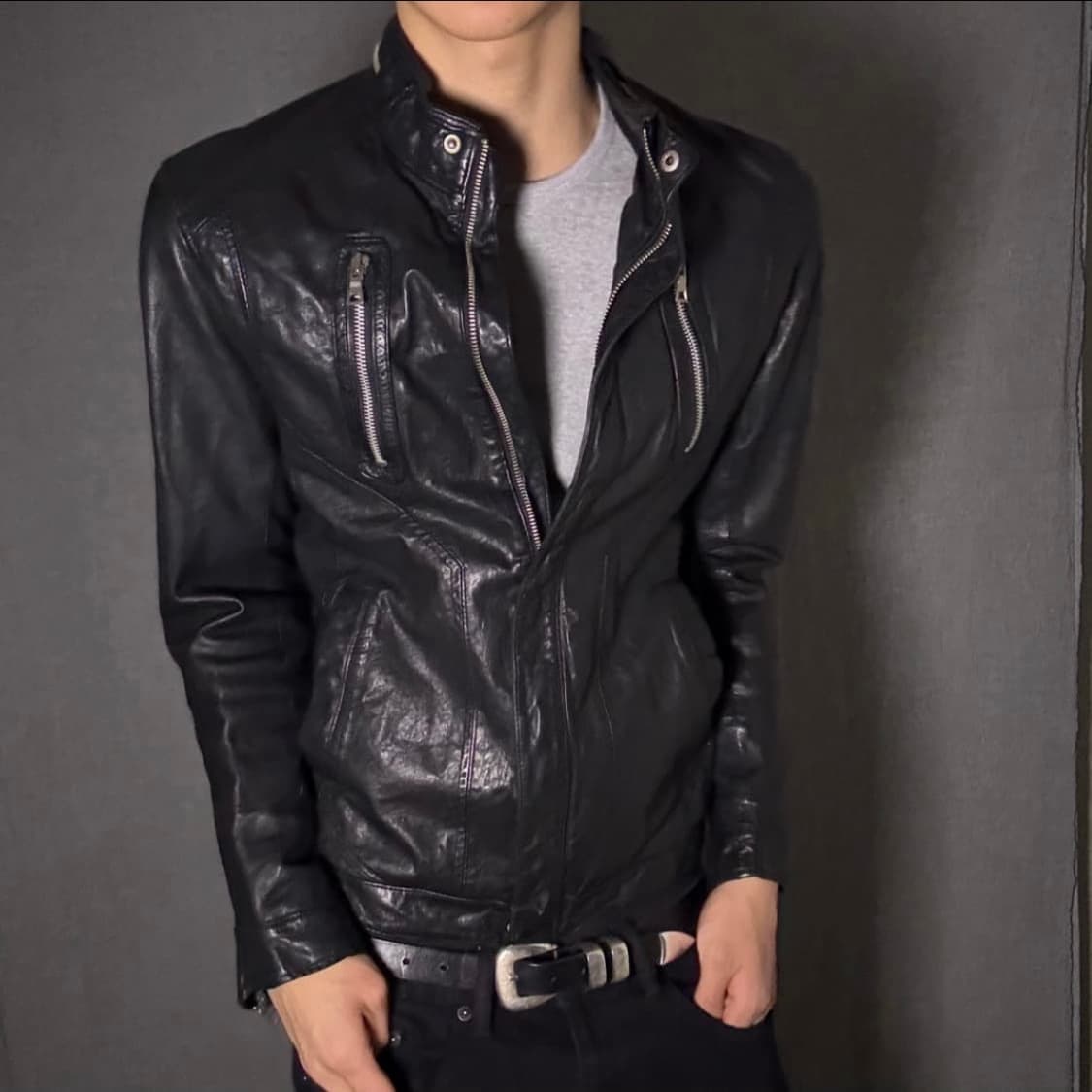 lamb skin leather jacket 레더 자켓 상품이미지2