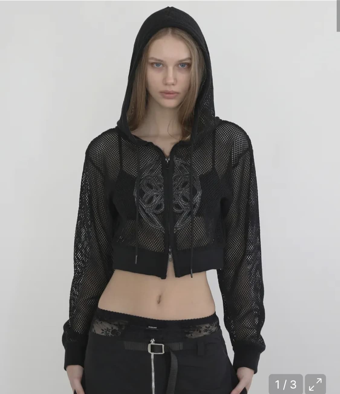 배드블러드 크로쉐 니트 후드집업 상품이미지1