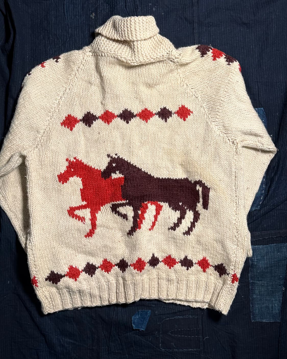 ( 60's 라이트닝 지퍼)  빈티지 홀스패턴 코위찬 스웨터 XL 상품이미지6
