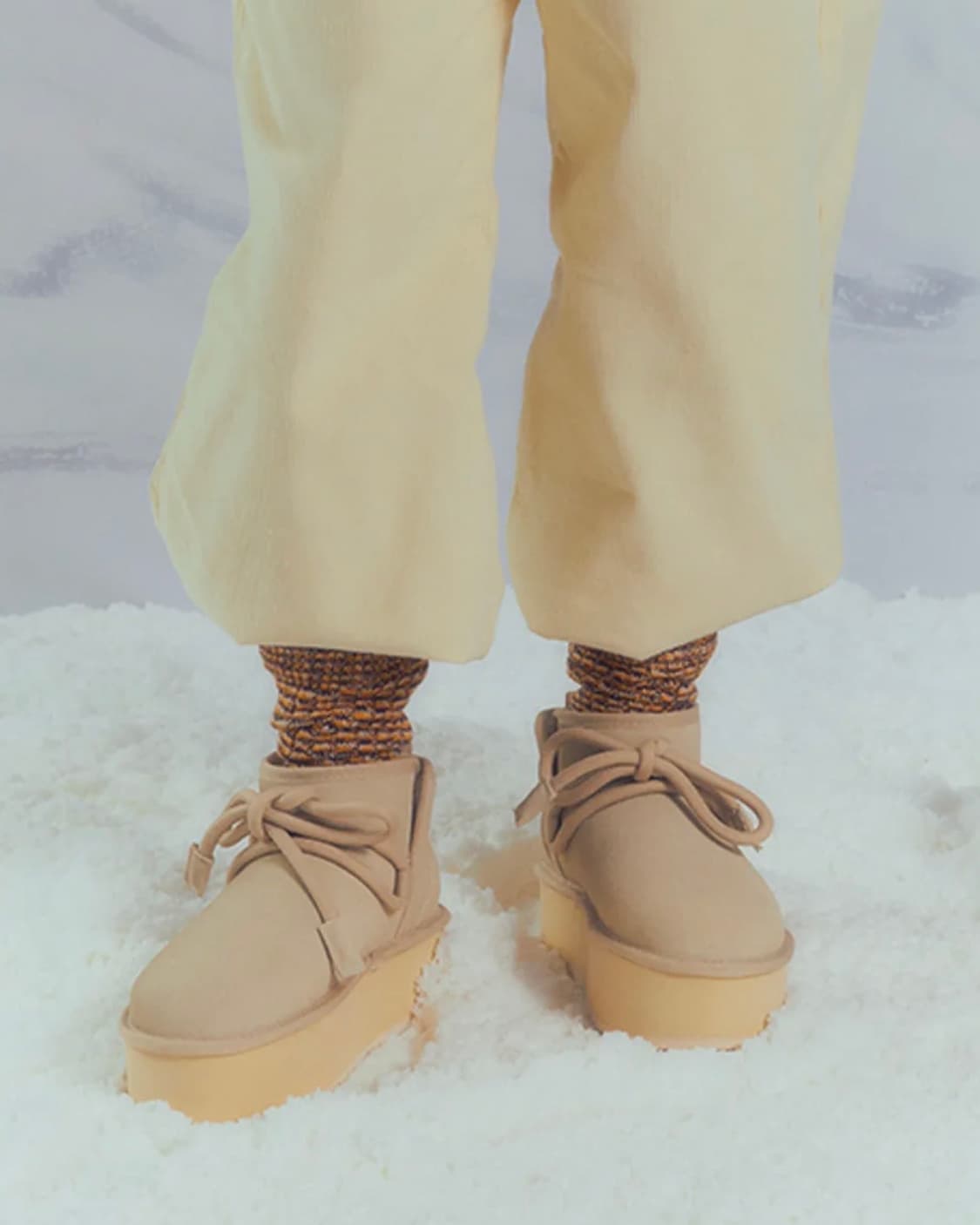 플러피시트러스 퍼지 리본 플랫폼 부츠 베이지 36사이즈 새상품 상품이미지1