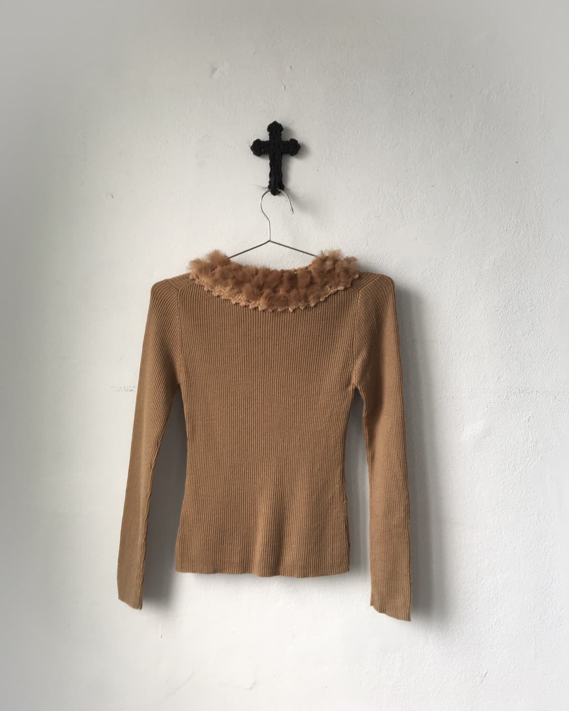 Fur trimming ribbed knit 상품이미지3