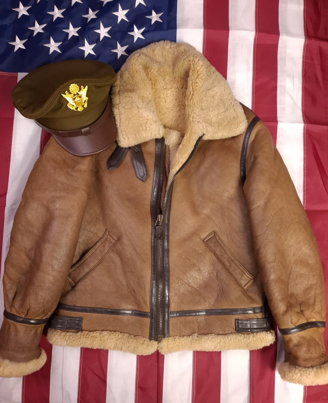 90's 국내산 미공군 B-3 TYPE 리얼레더 항공폭격기 무스탕 상품이미지1