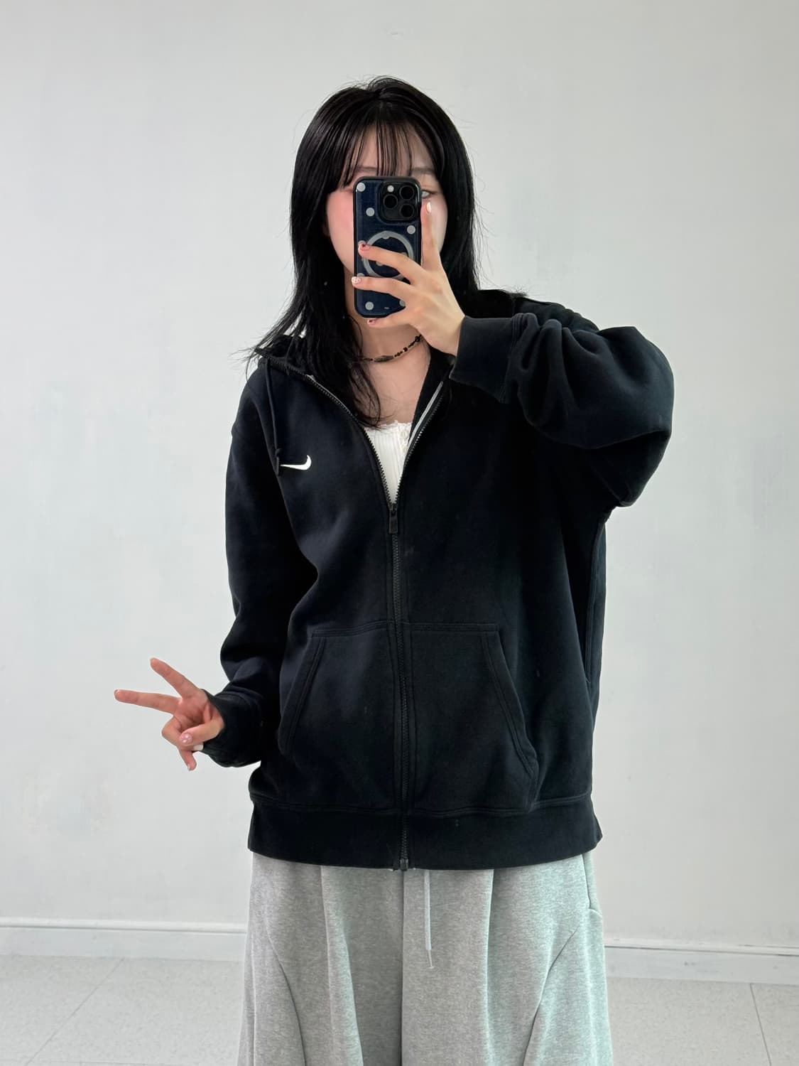 나이키 오버핏 블랙 후드집업 상품이미지3
