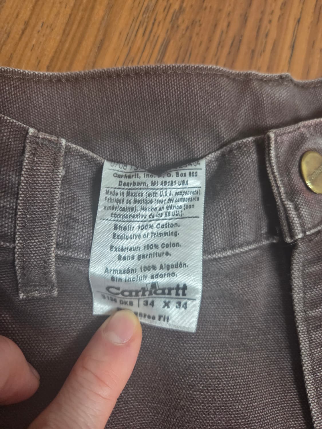칼하트 브라운 더블니 워크팬츠 데미지 상품이미지4