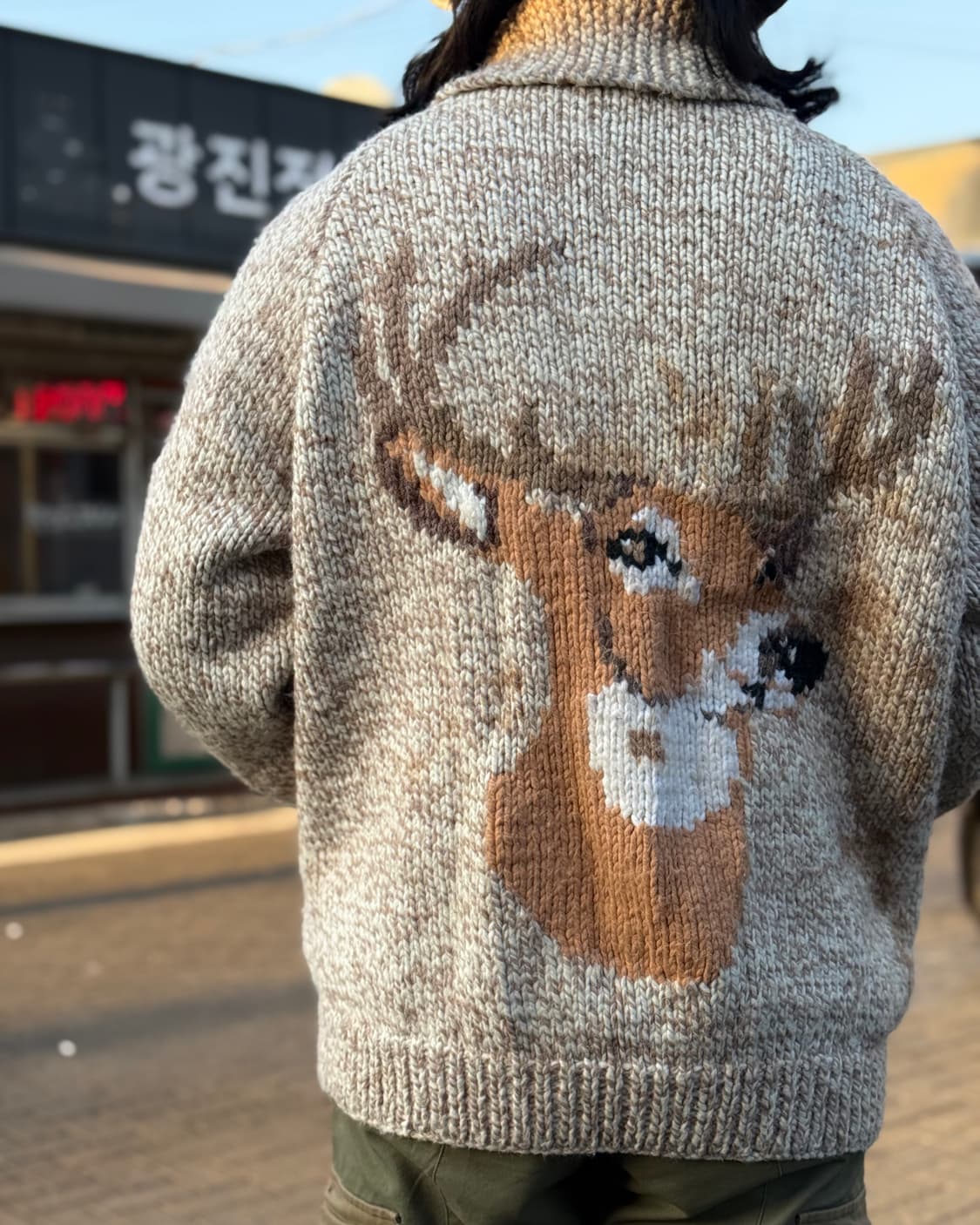 (50‘s 탈론 지퍼) 빈티지 사슴 패턴 코위찬 스웨터 105-107 상품이미지8