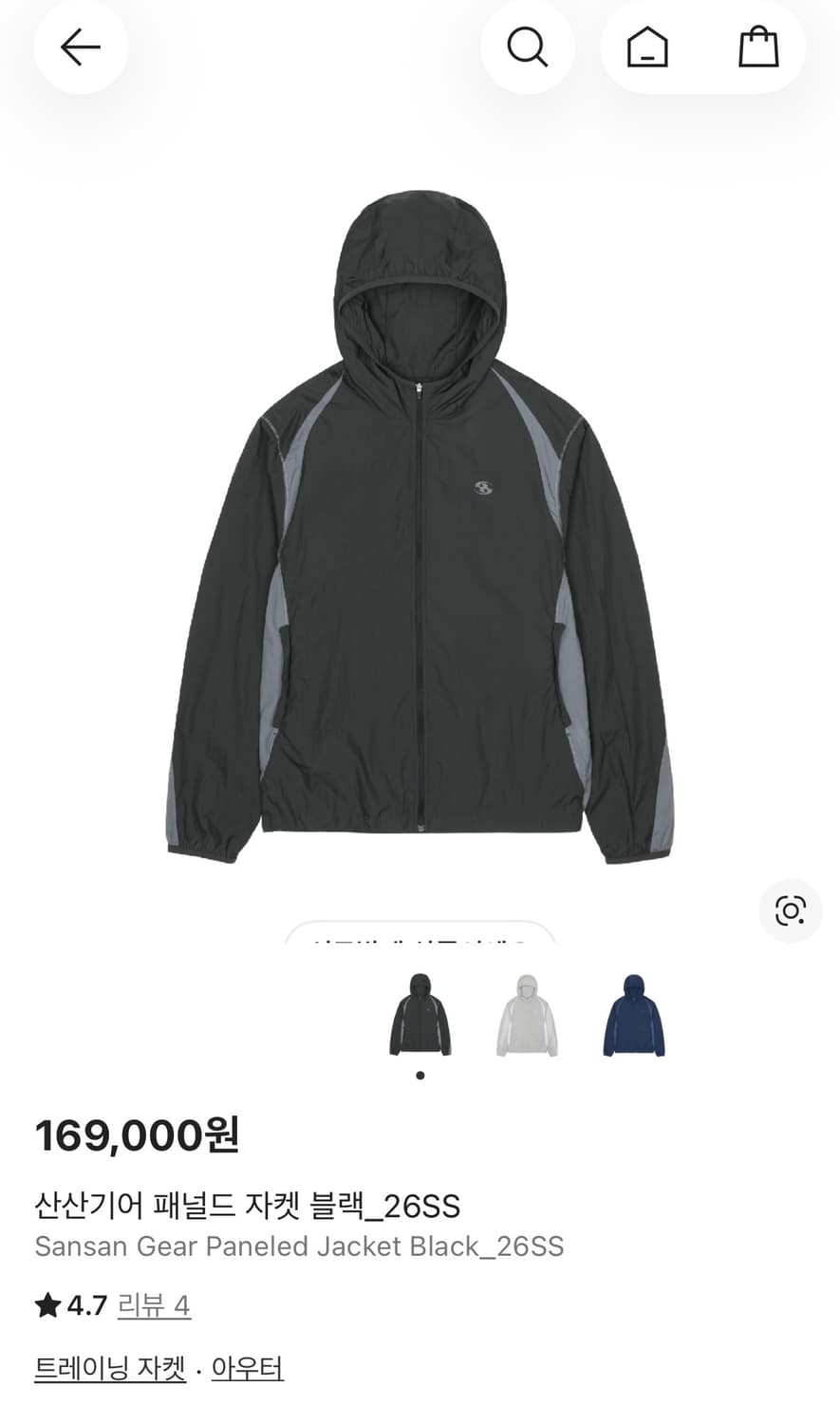 산산기어 패널드 자켓 블랙 Paneled Jacket Black 26SS 상품이미지1