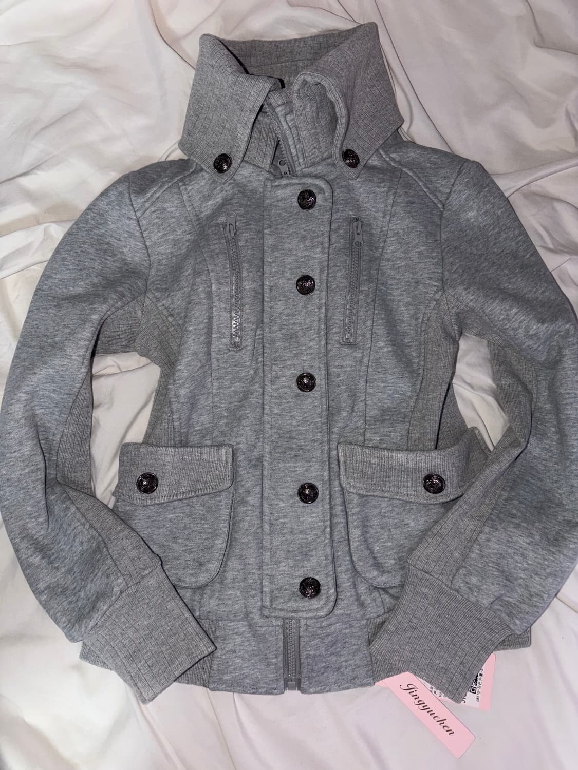 타오바오 잉그니깔 그레이 하이넥 집업 오네갸루 갸루 히메갸루 고딕 펑크 상품이미지1