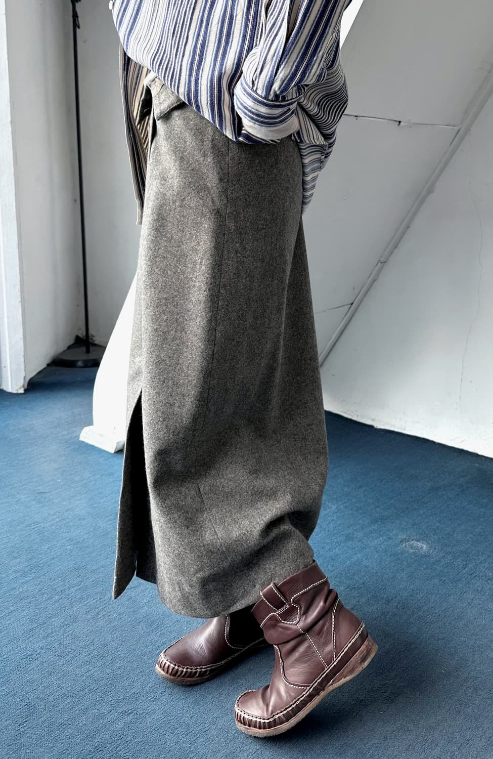 Tweed fabric panel loose skirt 상품이미지10