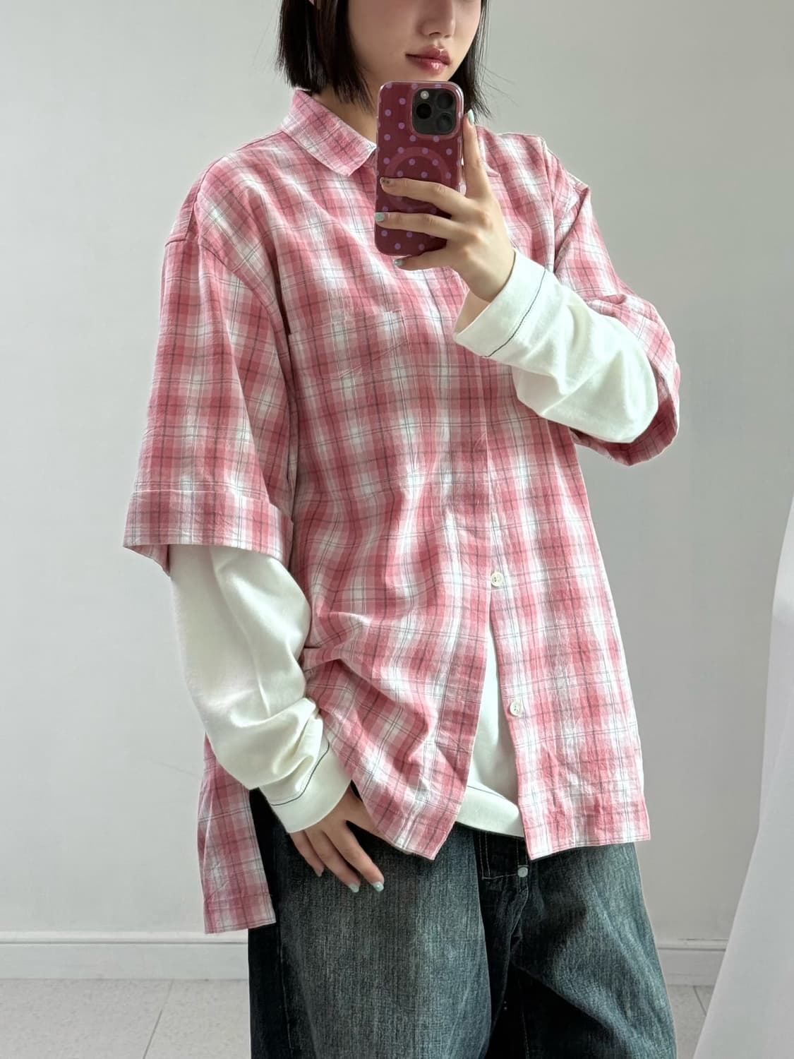 에프터프레이 핑크 반팔셔츠 상품이미지3