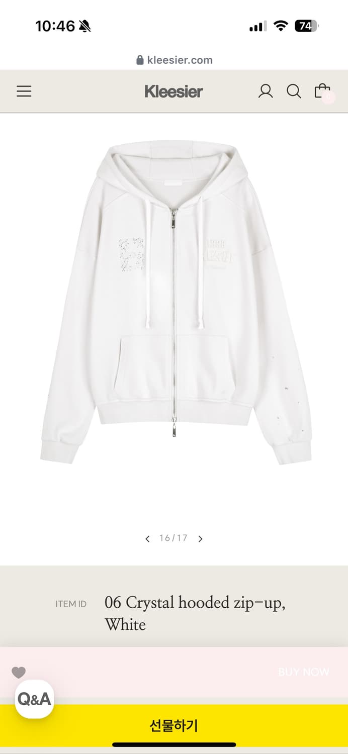 [새제품] 클리시어 06 크리스탈 후드 집업 화이트 상품이미지4