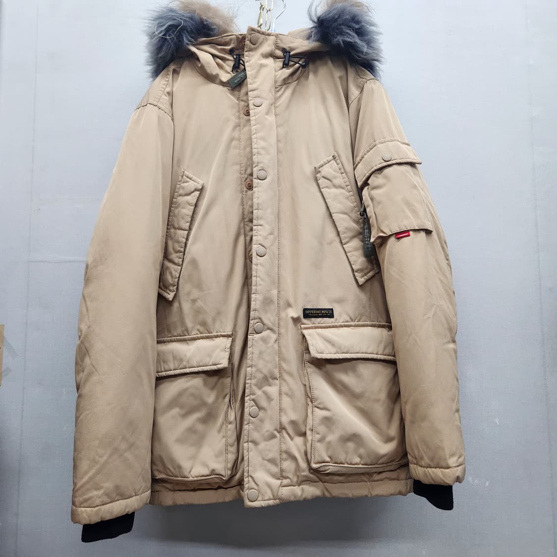 커버낫 덕다운 투톤(라쿤/양털) 후드퍼 야상패딩 M(L) 상품이미지1