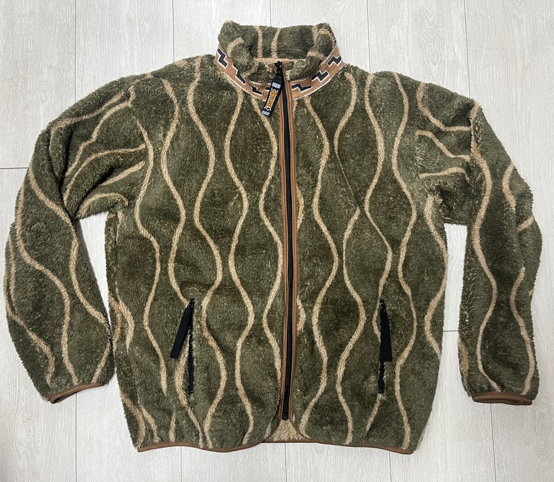 (4 사이즈)캐피탈 드렁큰 스트라이프 플리스 집 블루종 카키 상품이미지3