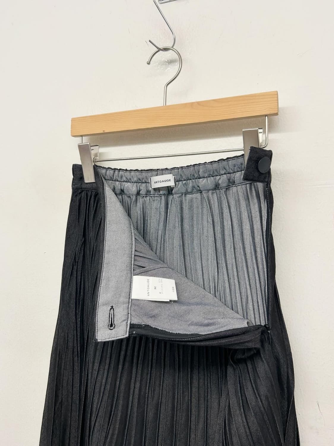 안트가우지 플리츠 데님 롱 스커트 상품이미지4