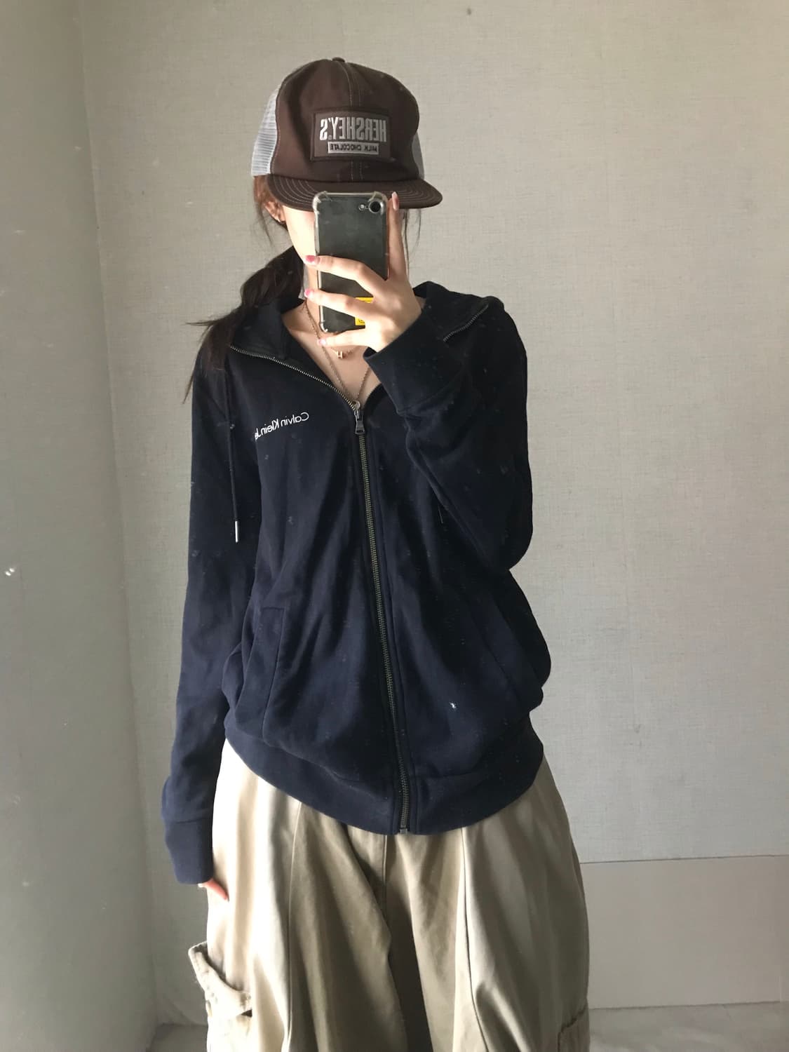 켈빈클라인 블랙 후드집업 상품이미지2