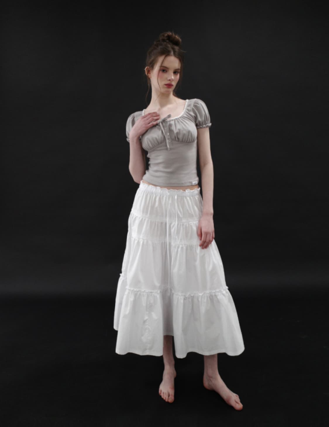 드라이로즈 롱 캉캉 스커트 화이트  상품이미지1