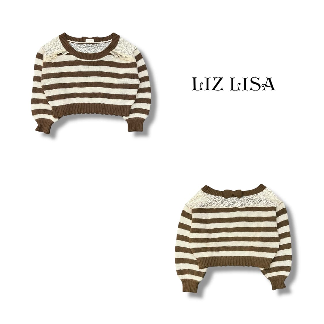  리즈리사 레이스 스트라이프 니트 y14214 상품이미지1