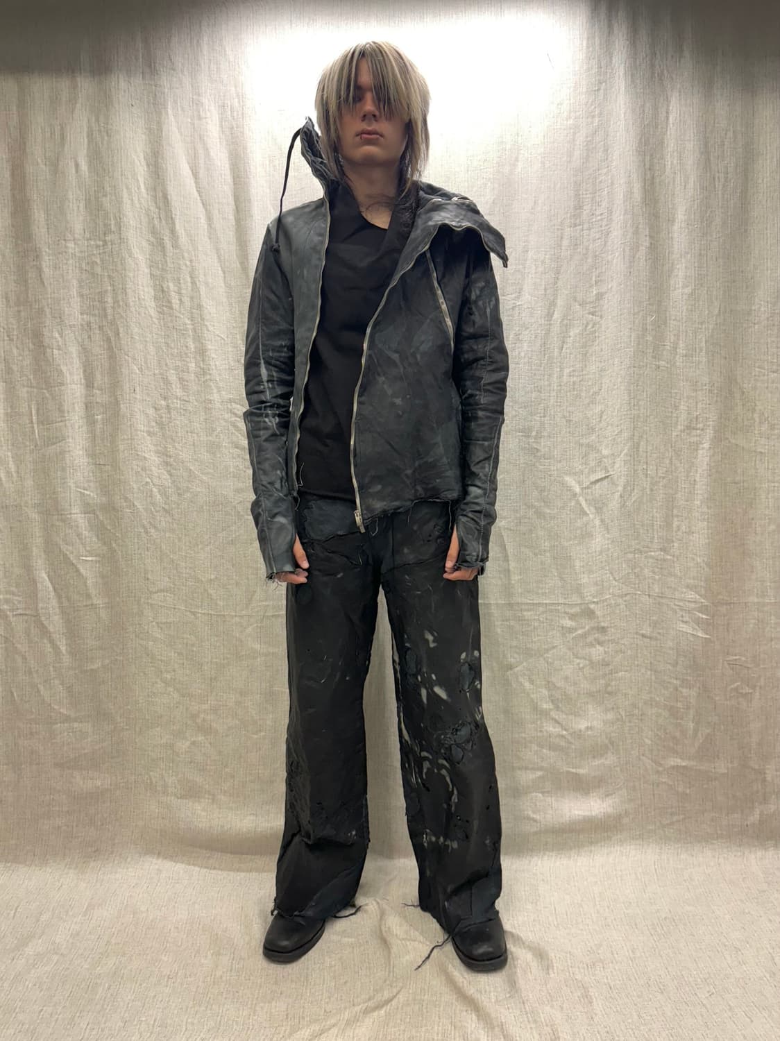 ZAM BARRETT 24ss 타입III 더블 지퍼 문스타가죽 후디자켓 상품이미지2