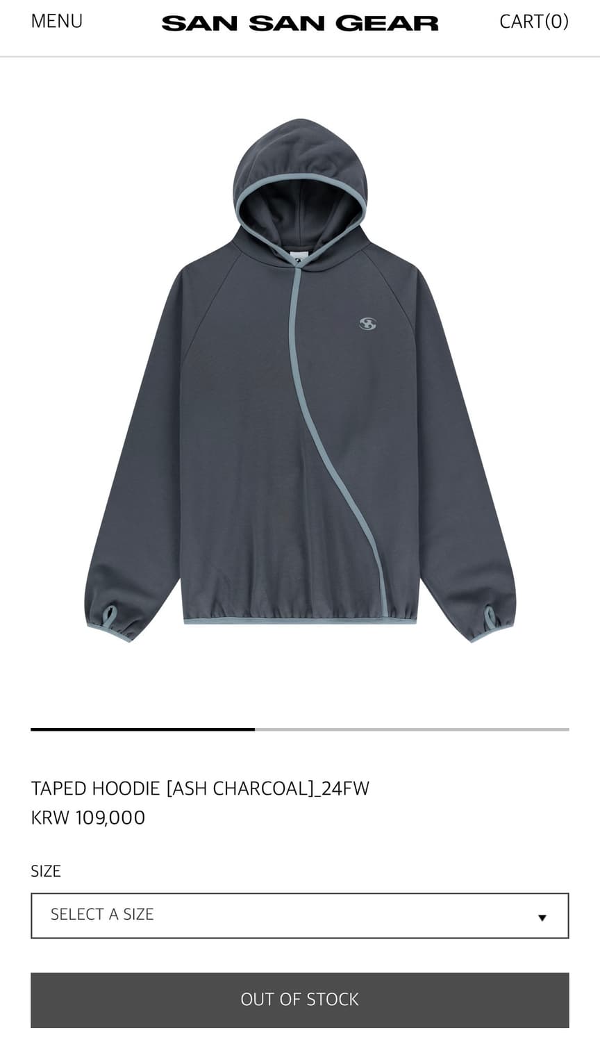 산산기어 TAPED HOODIE 24FW 챠콜 3Size 상품이미지2