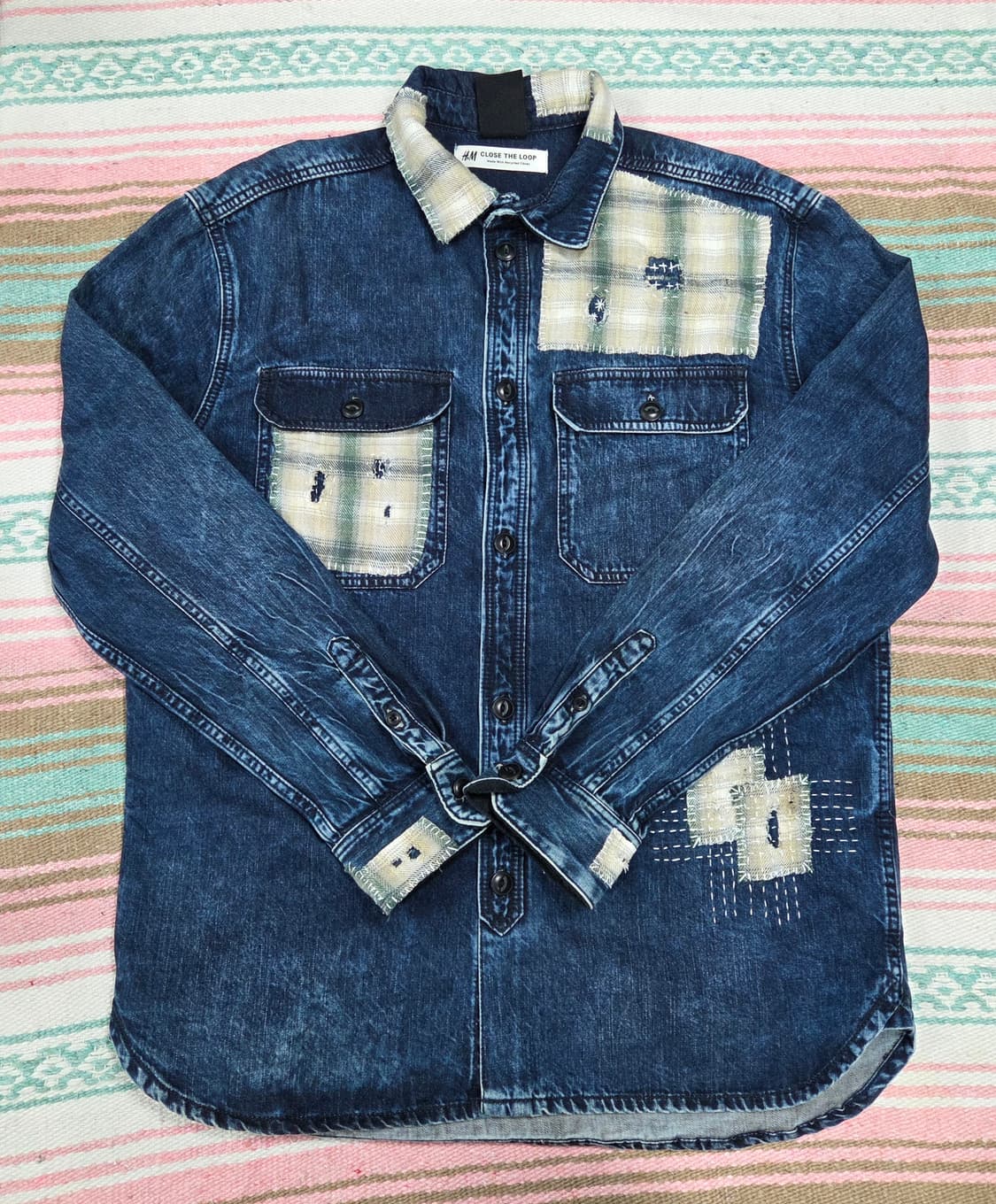 H&m 패치워크 데님셔츠 상품이미지1